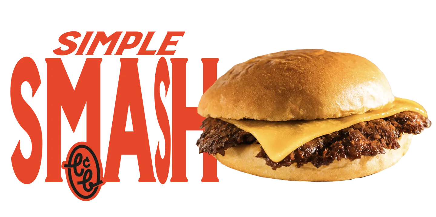Simple Smash: Ternera smashed, kétchup, mostaza, pepinillos y cheddar americano